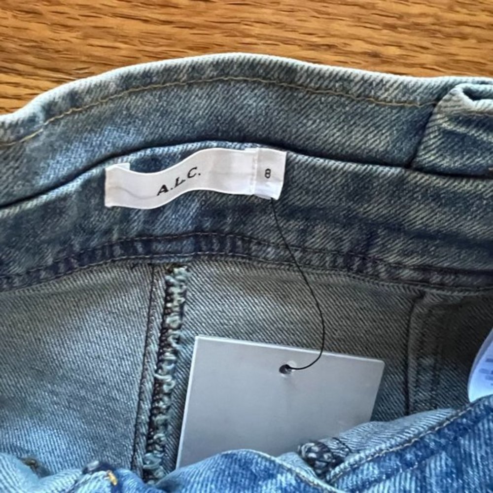 A.L.C. Luke High-Rise Denim Jeans Women Blue 8 Belted Waist NWT - Picture 6 of 10